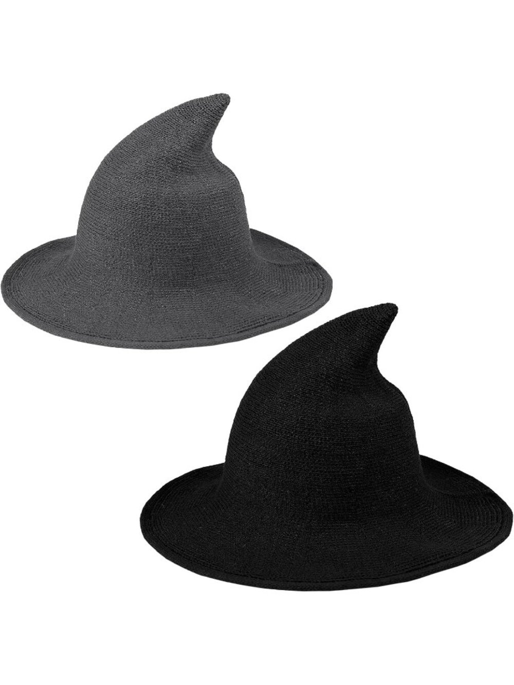 🎃Women Black Gray Wool Blend Thick Material Knitted Wide Halloween Witch Hat